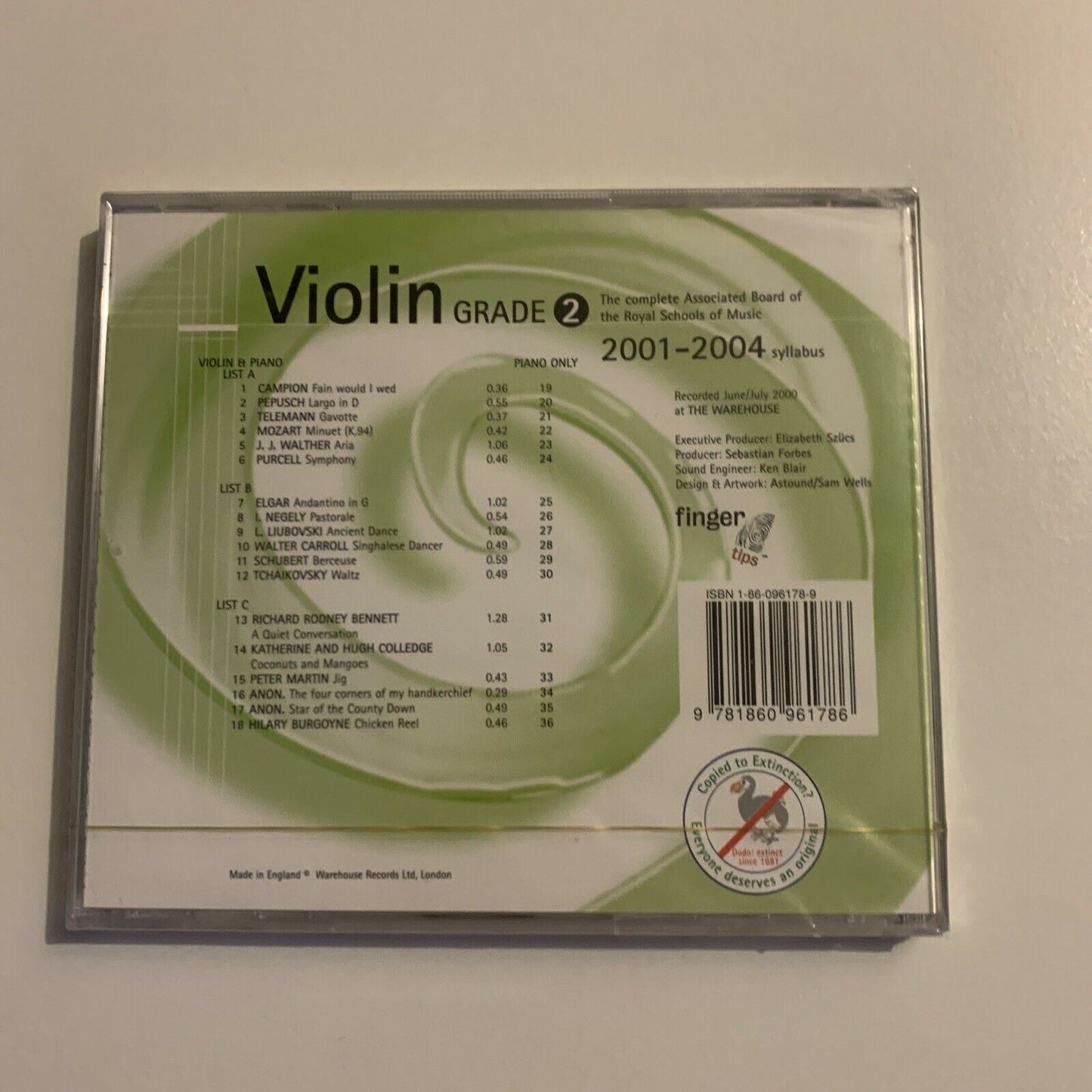 *New Sealed* Royal Schools Of Music: Violin Grade 1 & 2 2001-2004 Syllabus CD