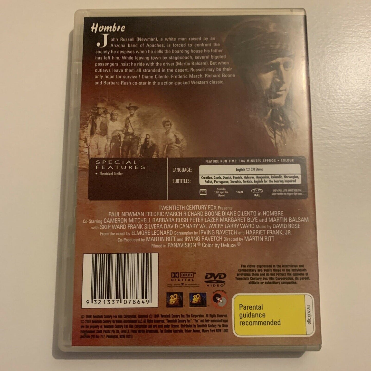 Hombre (DVD, 1967) Paul Newman Region 4&2