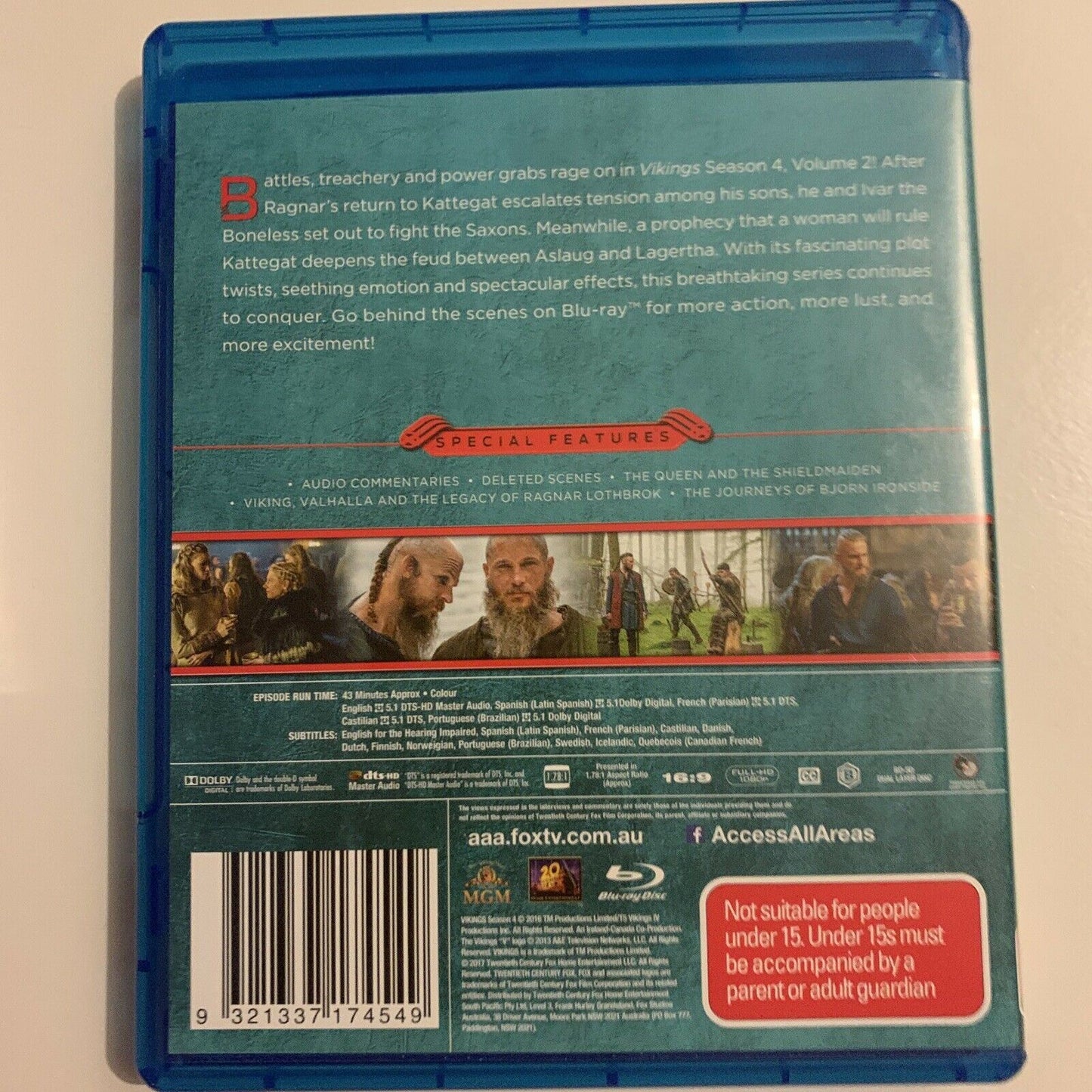 Vikings : Season 1,2,3,4 (Bluray, 2016, 15-Disc) Travis Fimmel Region B