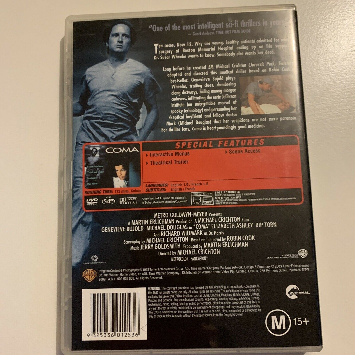 Coma (DVD, 1978) Michael Douglas, Genevieve Bujold. Region 4&1