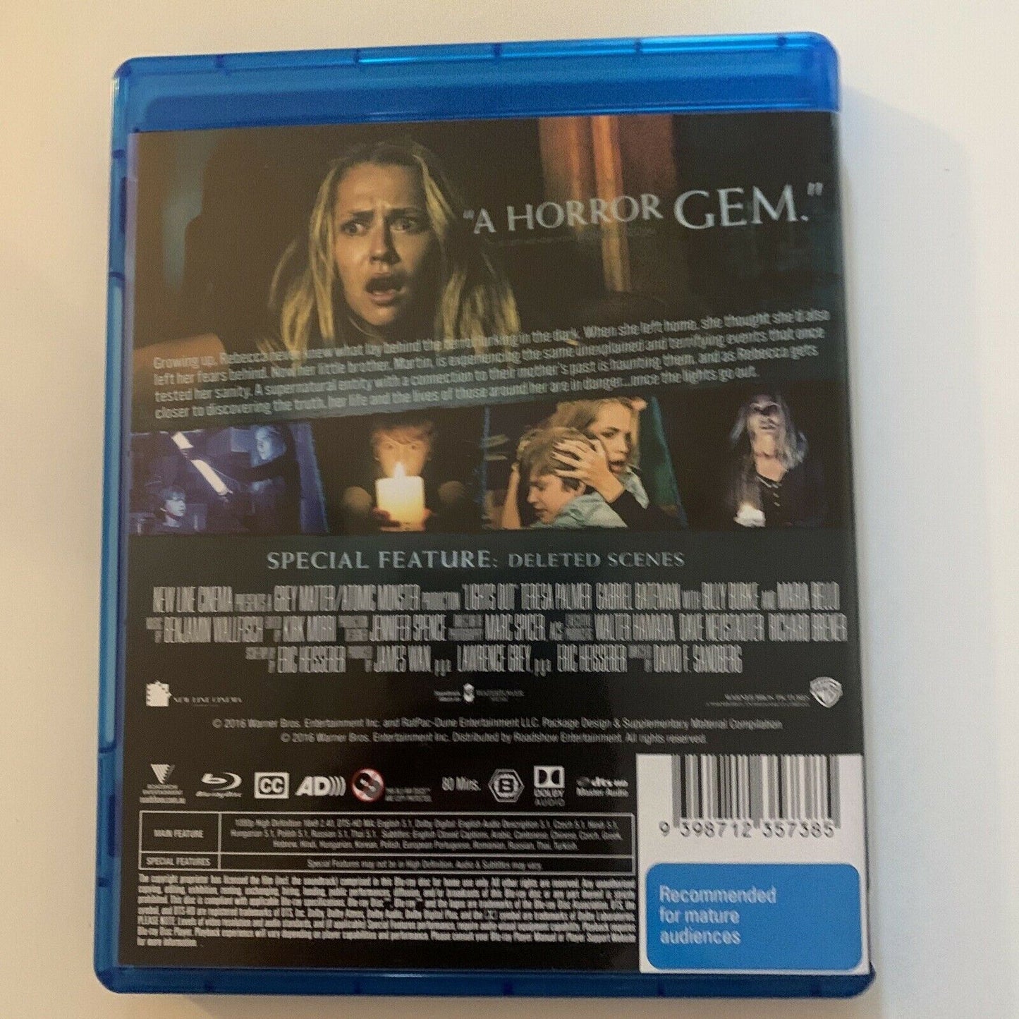 Lights Out (Blu-ray, 2016) Billy Burke, Gabriel Bateman, Maria Bello Region B