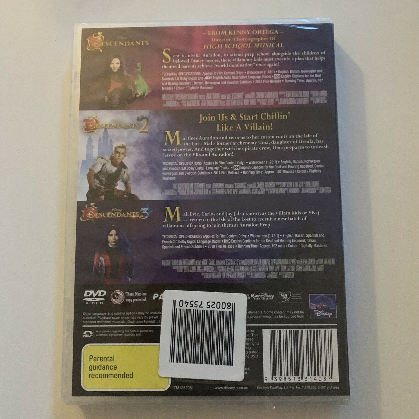 *New Sealed* Descendants 1,2,3 - Triple Pack (DVD, 2019, 3-Disc Set) Region 4