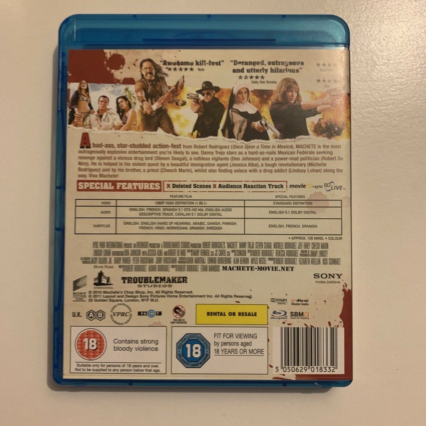 Robert Rodriguez's: Machete (Bluray, 2010) Region B&A