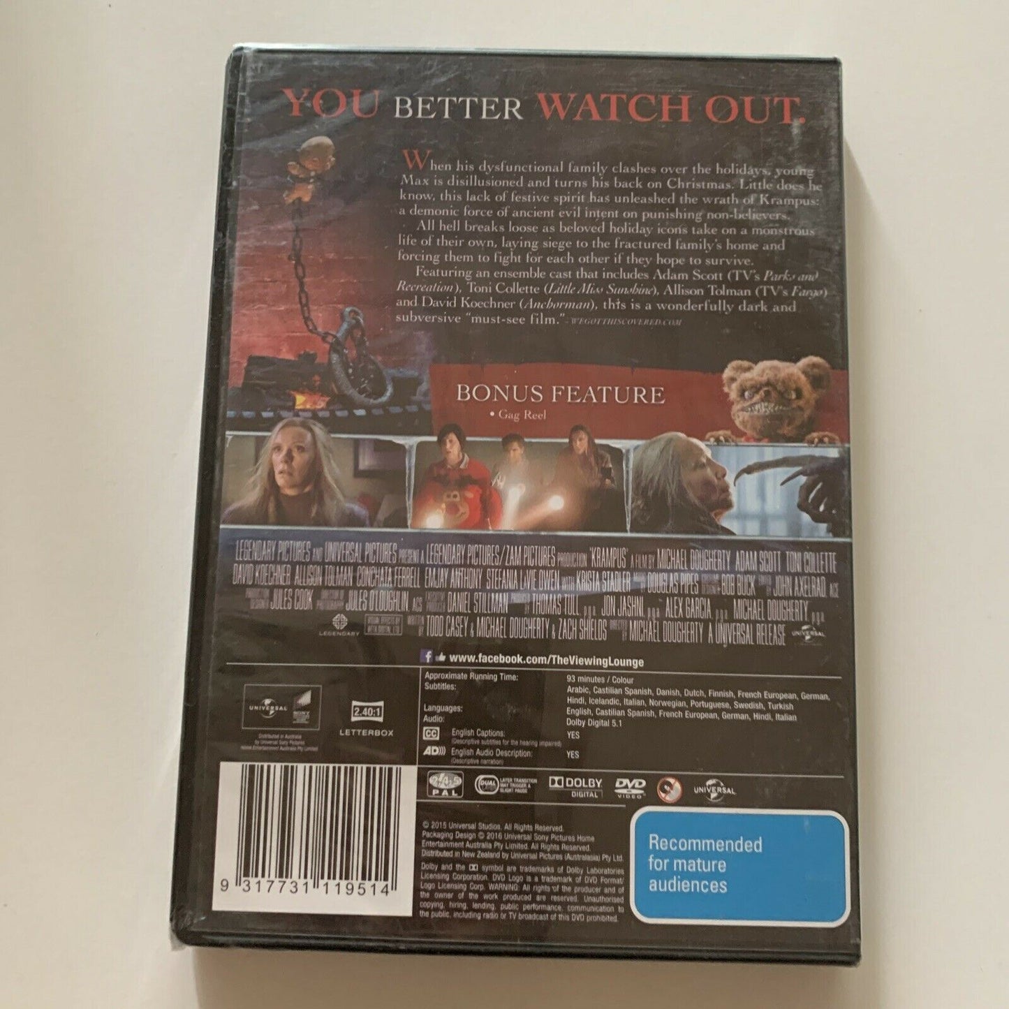 *New Sealed* Krampus (DVD, 2015) David Koechner, Toni Collette Region 4&2