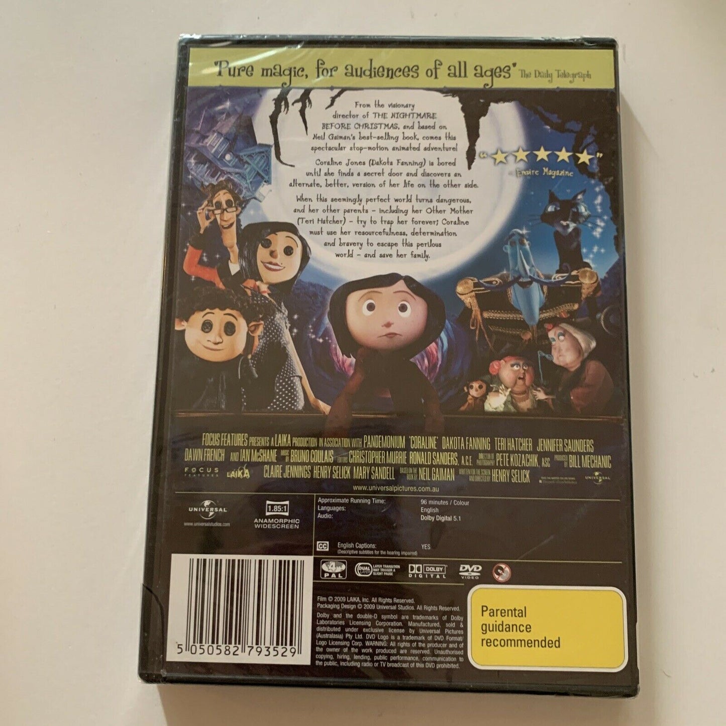 *New Sealed* Coraline (DVD, 2010) Dakota Fanning Region 4