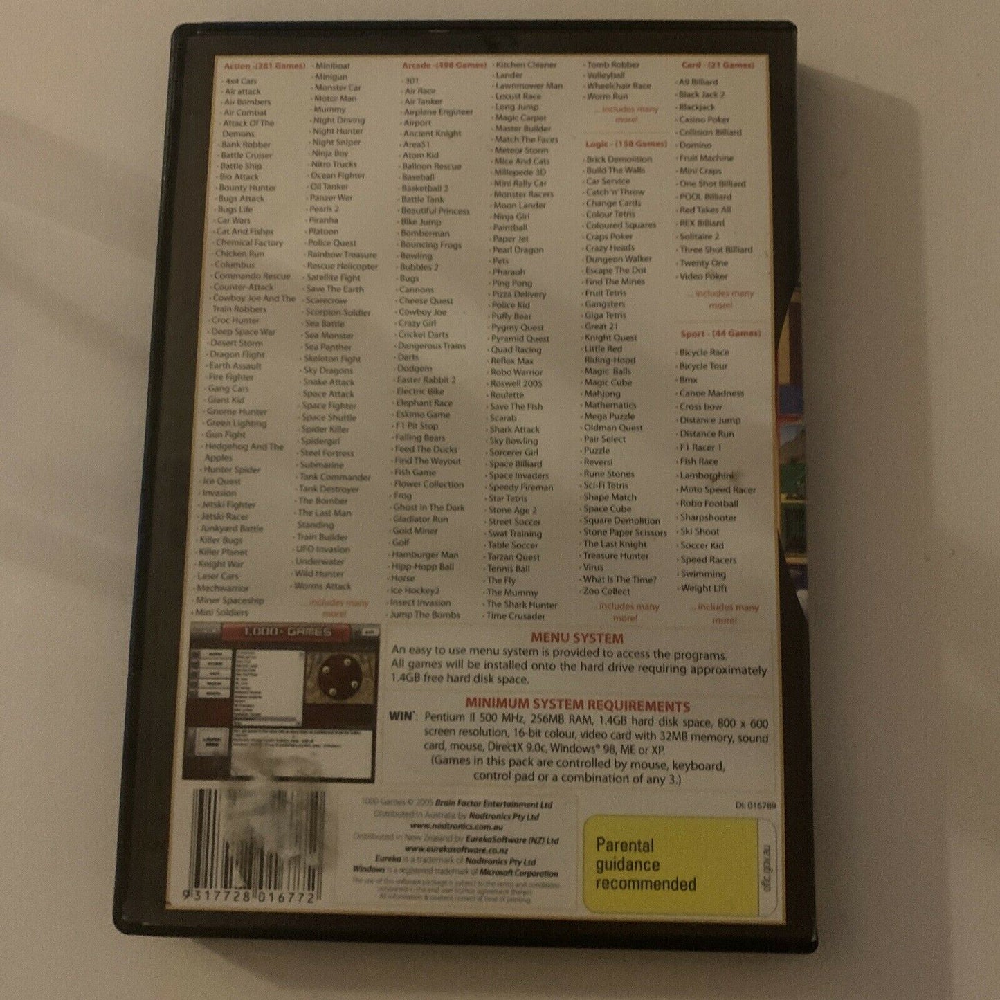 1000 Full Version Games PC CDROM 2-Discs Eureka