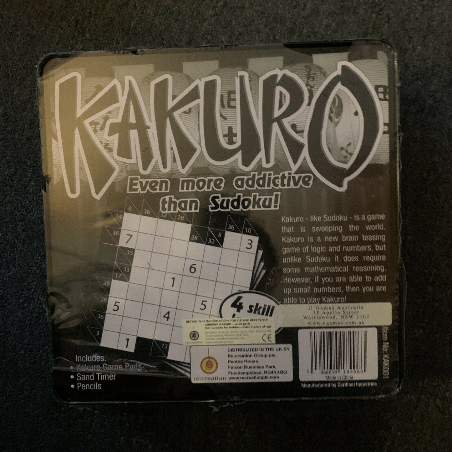 *New Sealed* Kakuro Puzzle Game With Metal Tin Case