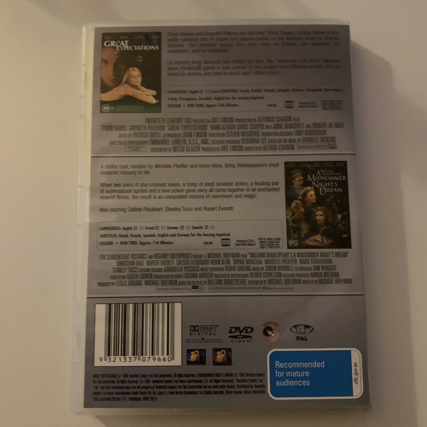 Great Expectations / A Midsummer Night's Dream (DVD, 1998, 2-Disc) Region 4&2