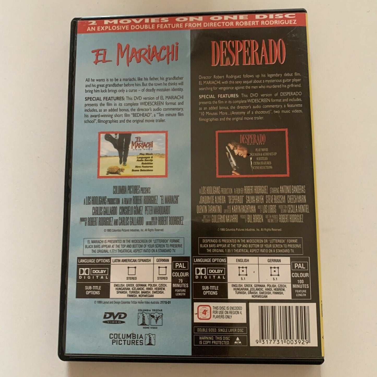 Desperado / El Mariachi (DVD, 1995) Antonio Banderas, Quentin Tarantino Region 4