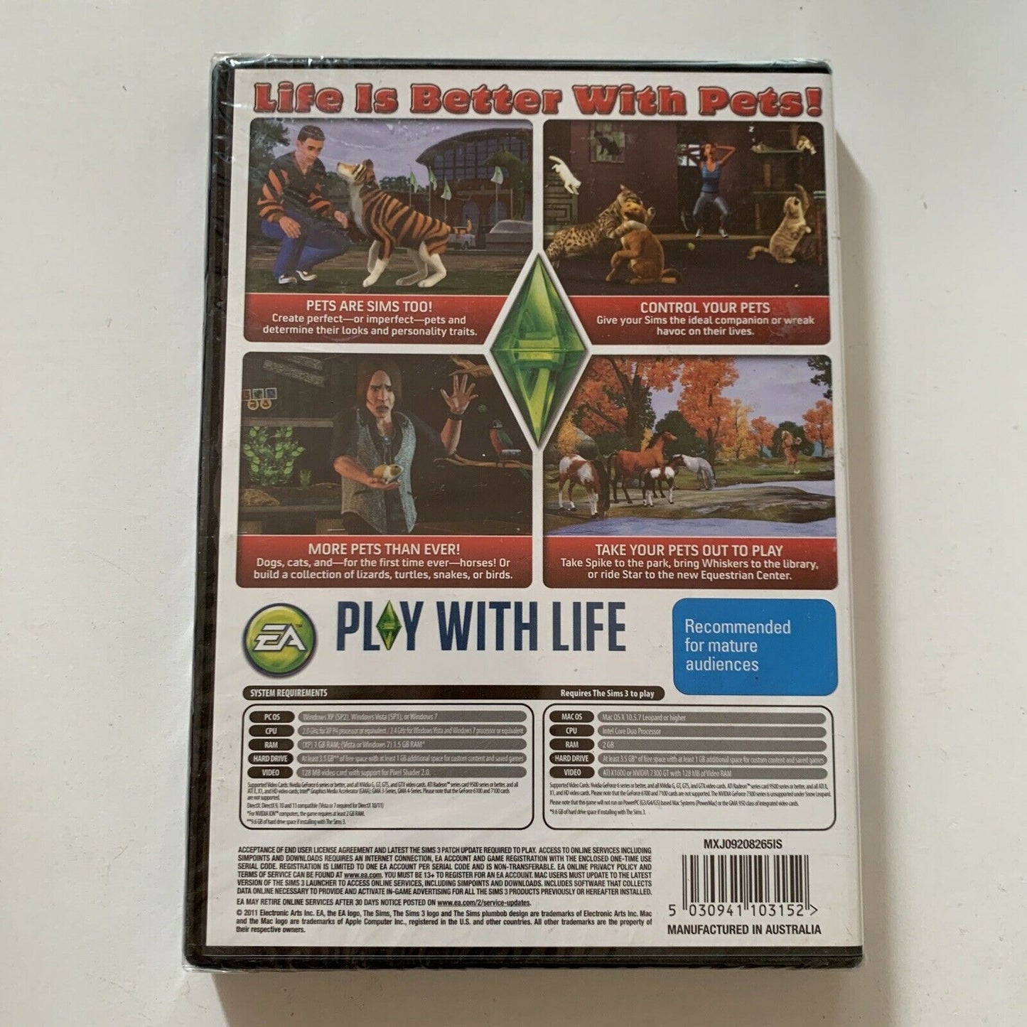 *New Sealed* The Sims 3 - Pets Expansion Pack - PC Game