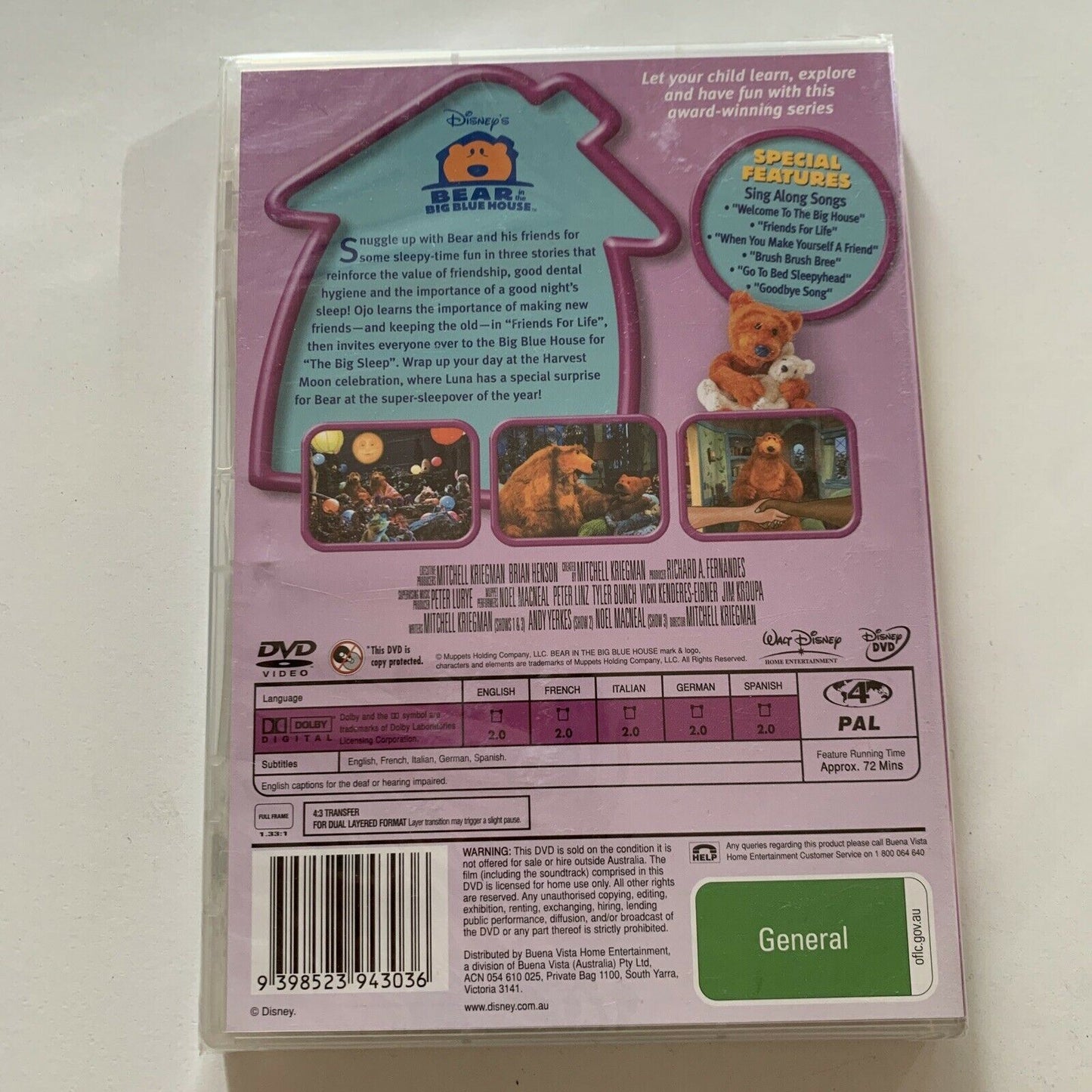 *New Sealed* Bear In The Big Blue House - Sleepy Time With Bear (DVD) Region 4