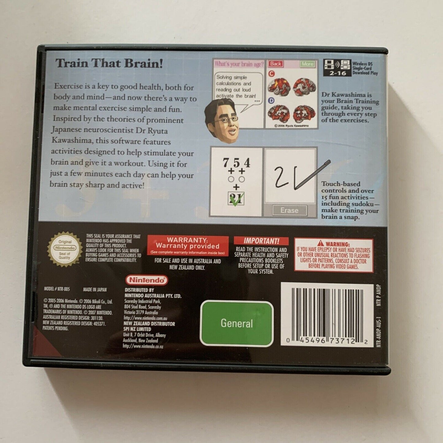 Dr Kawashimas Brain Training How Old is Your Brain - Nintendo DS Sudoku & Manual