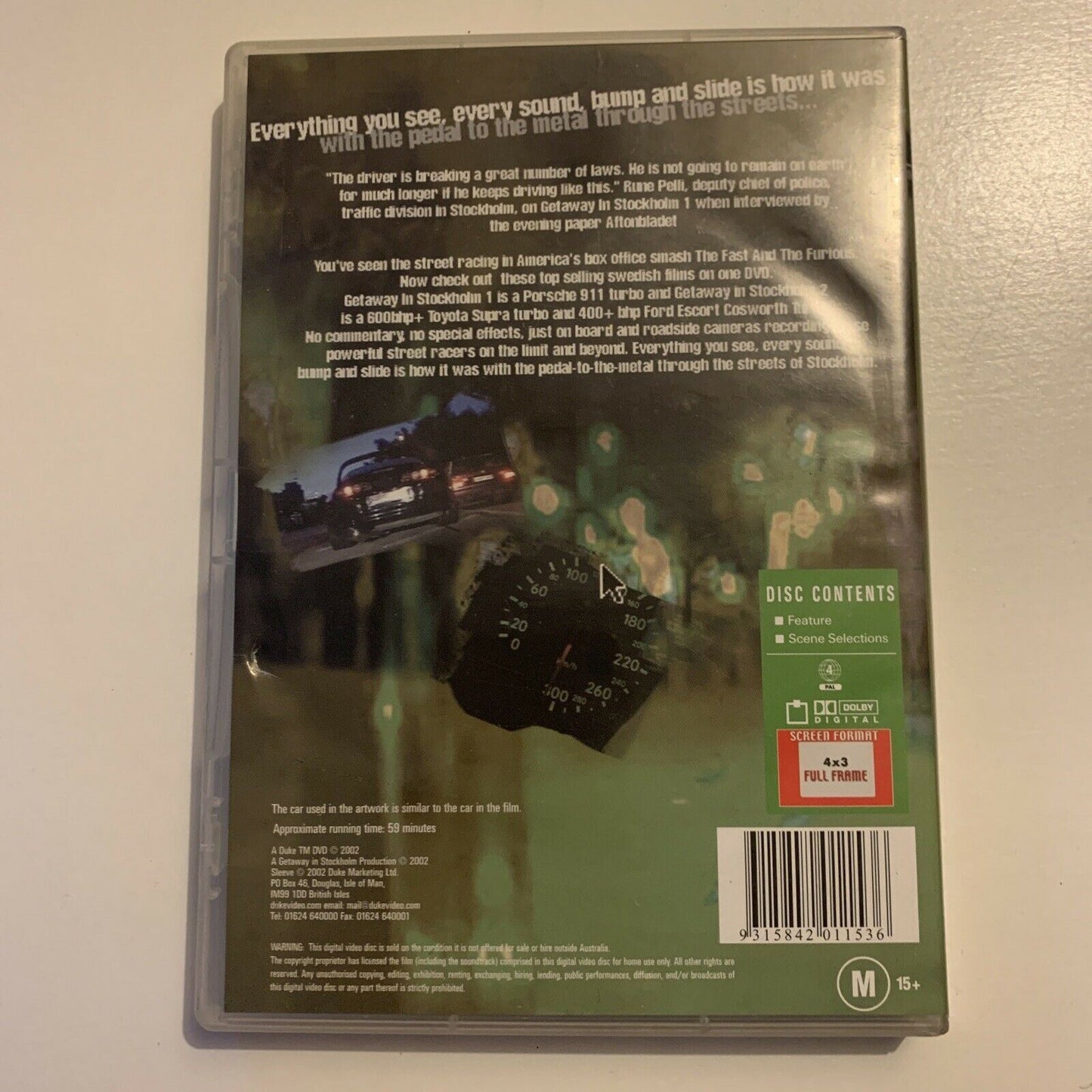 Getaway In Stockholm (DVD, 2002) Illegal Street Racing Documentary
