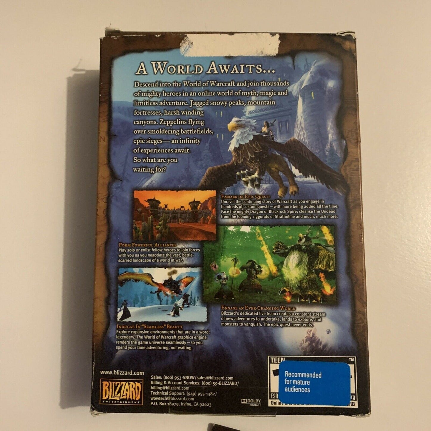 World of Warcraft PC Game Vintage Original Box Manual *Used Key*