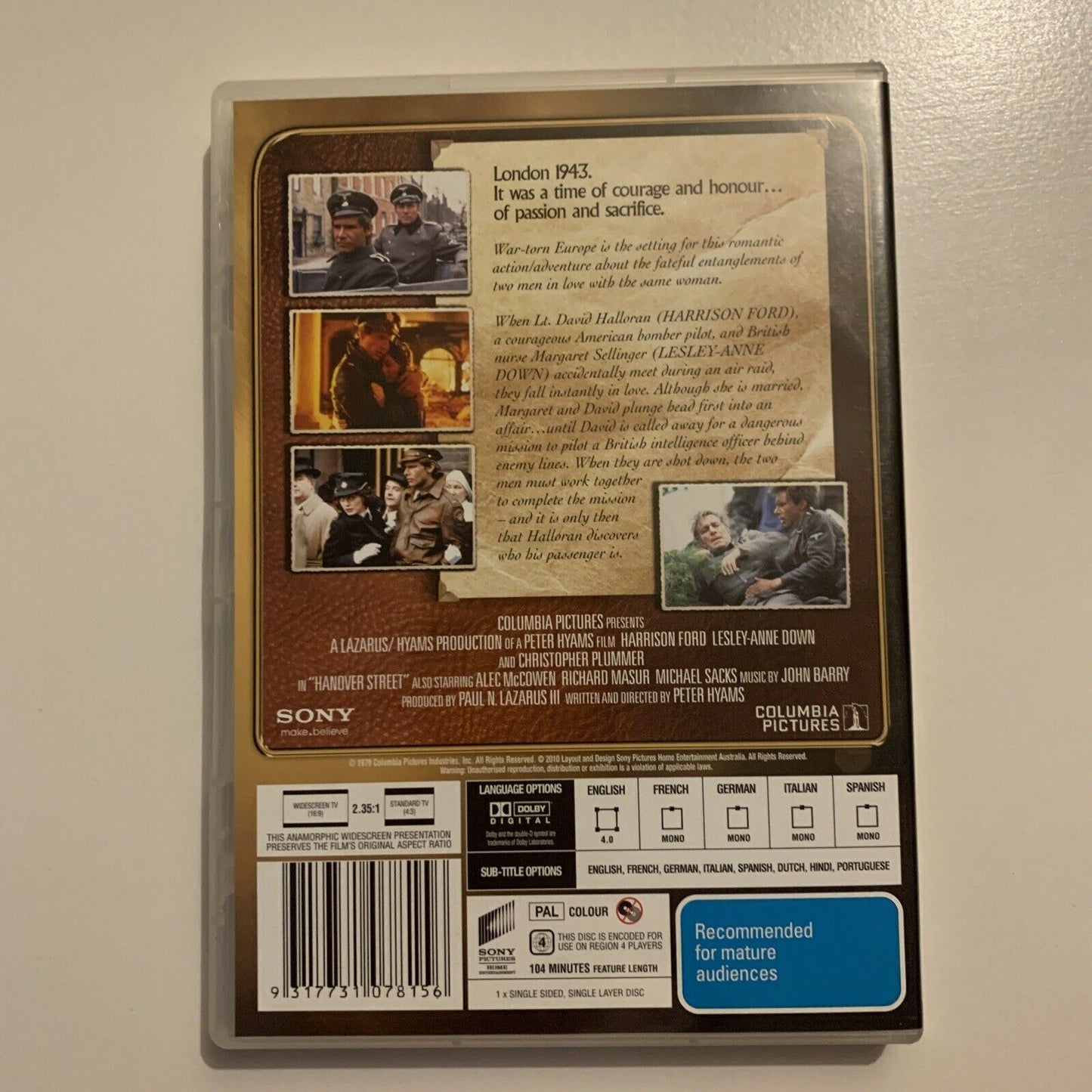 Hanover Street (DVD, 1979) Harrison Ford, Lesley-Anne Down. Region 4&2