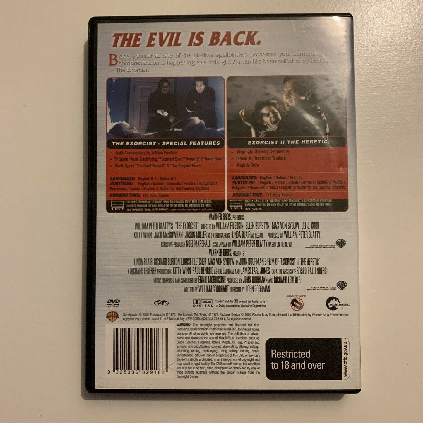 The Exorcist / Exorcist - The Heretic (DVD, 1977, 2-Disc Set) Region 4&2