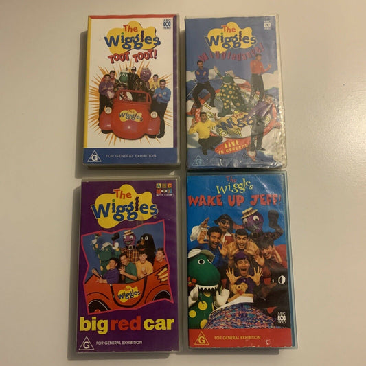 4x The Wiggles VHS PAL: Toot Toot! / Wiggledance! / Big Red Car / Wake Up Jeff!