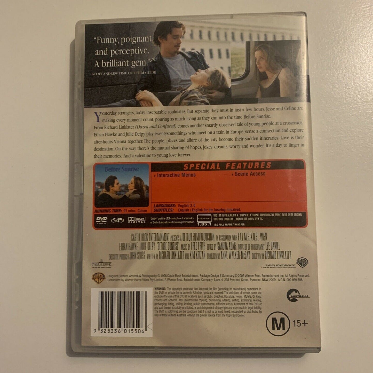 Before Sunrise (DVD, 1995) Julie Delpy, Ethan Hawke. Region 4