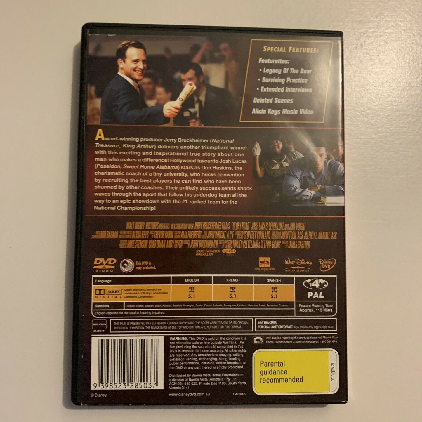 Glory Road (DVD, 2006) Basketball movie. Josh Lucas. Region 4&2