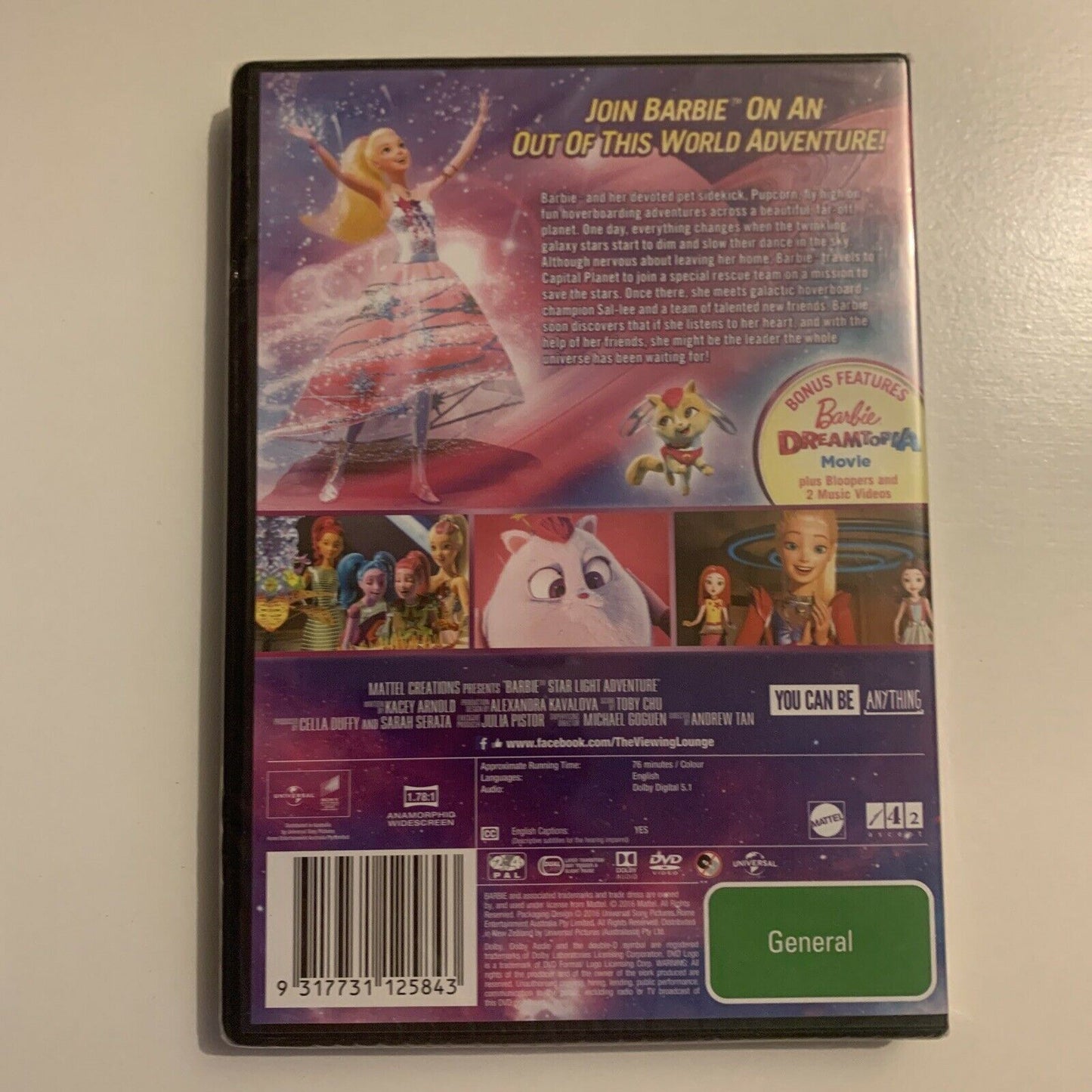 *New Sealed* Barbie In Starlight Adventure (DVD, 2016) Region 4&2