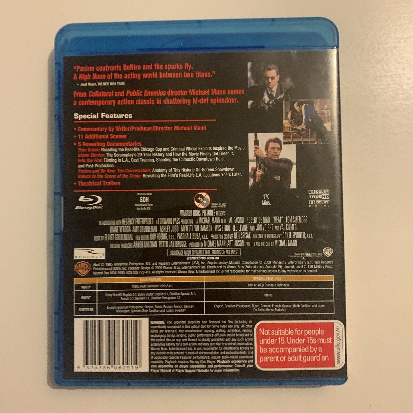 Heat (Bluray, 1995) Al Pacino, Robert De Niro, Val Kilmer. Region B