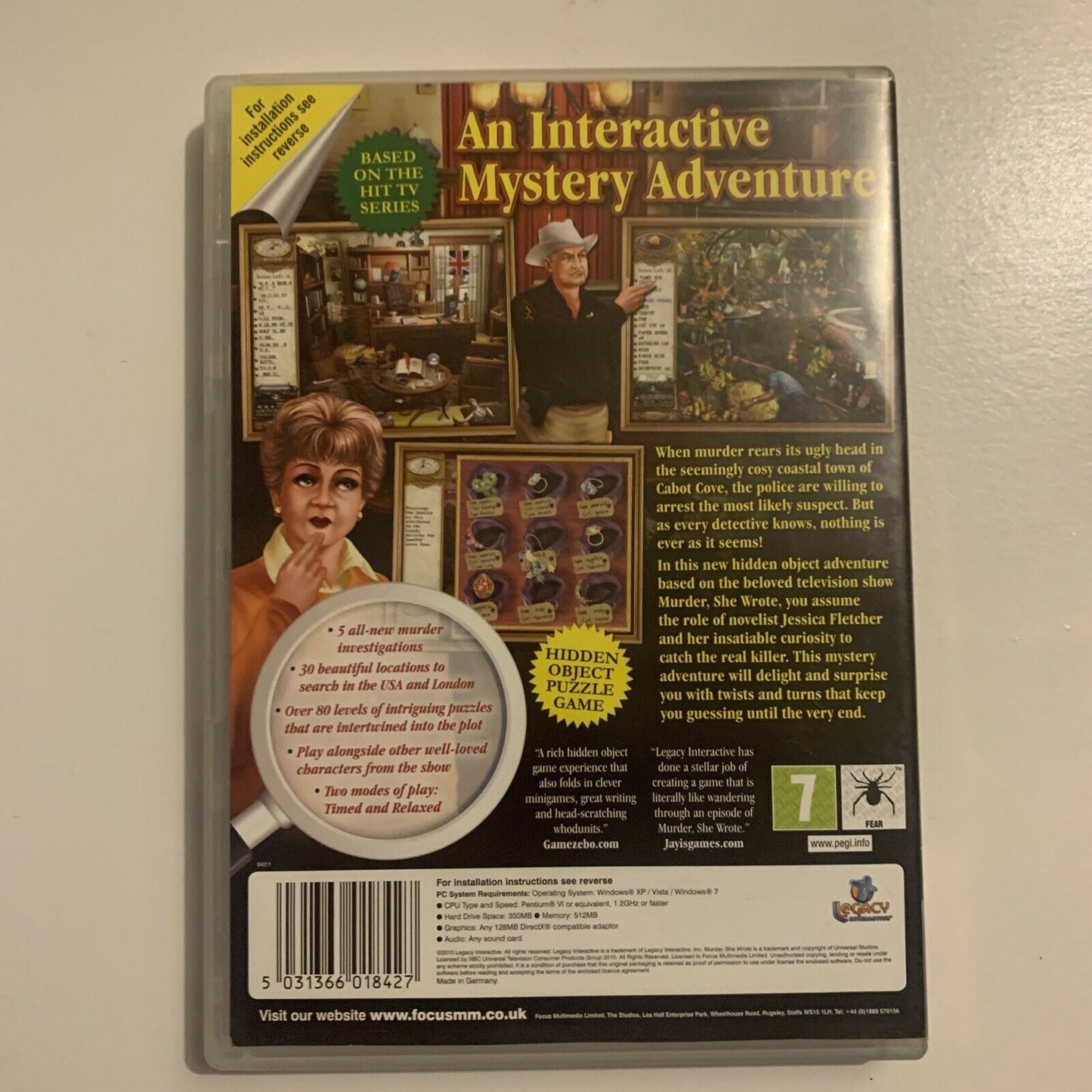 Murder She Wrote PC CD-ROM Hidden Object Game