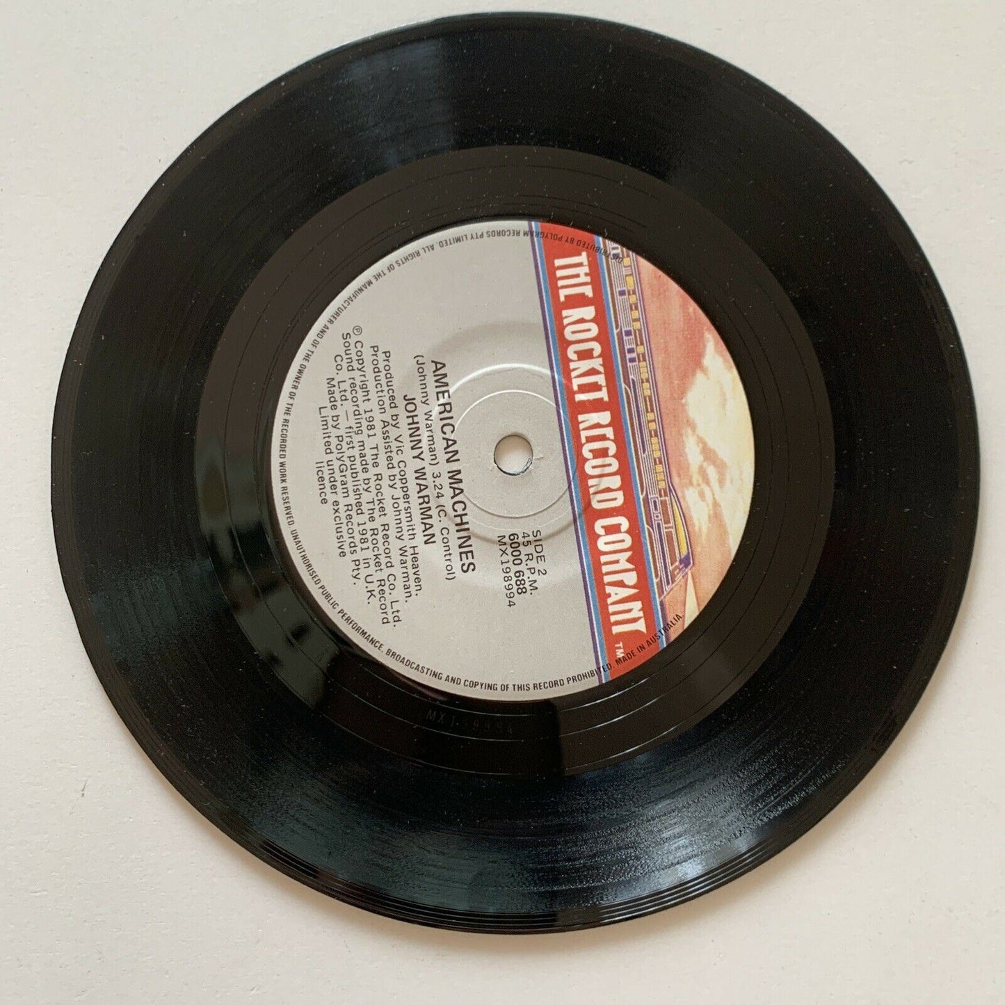 Johnny Warman - Screaming Jets / American Machines - 7" 45 VINYL RECORD - 1981