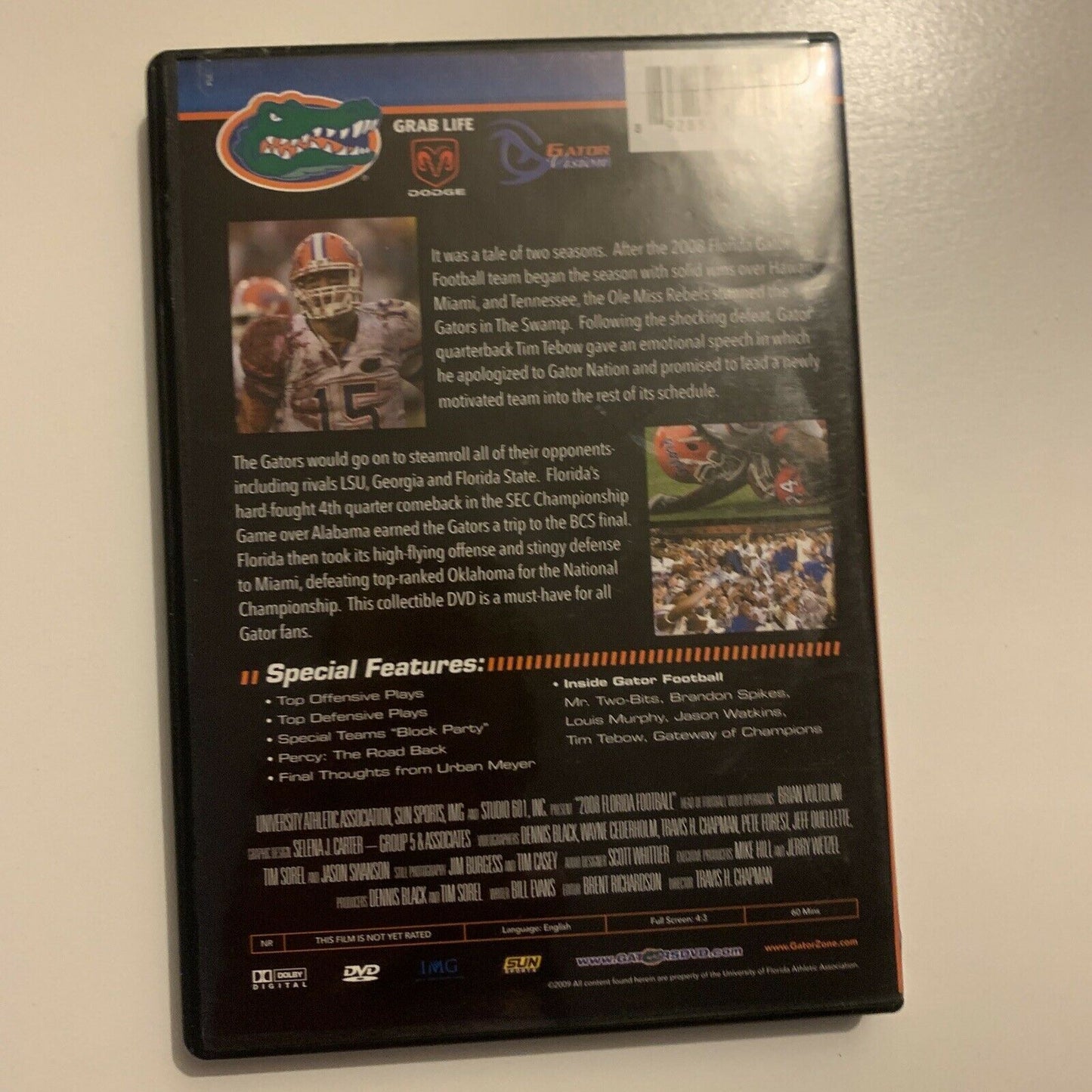 2008 National Champions Florida Gators (DVD, 2009) All Regions