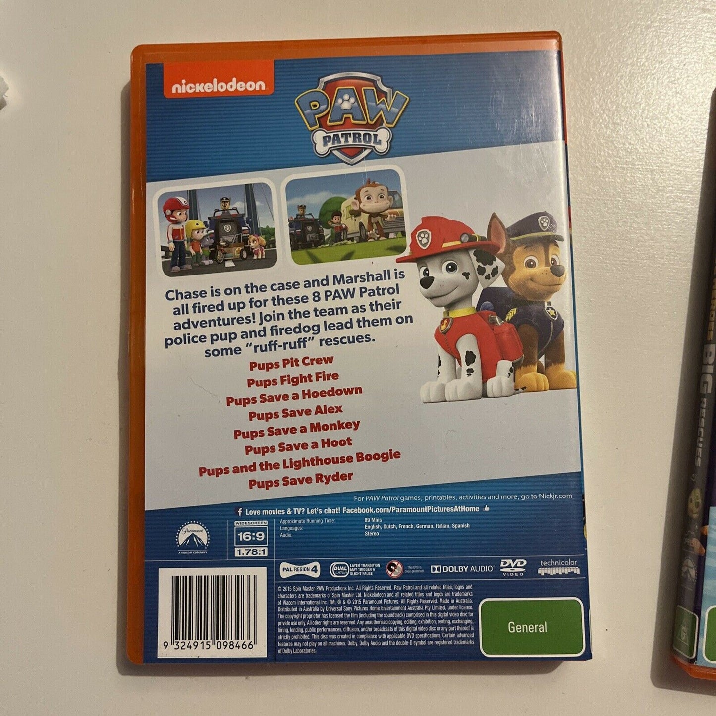 Paw Patrol: Marshall & Chase On The Case / Brave Heroes Big Rescue DVD Region 4