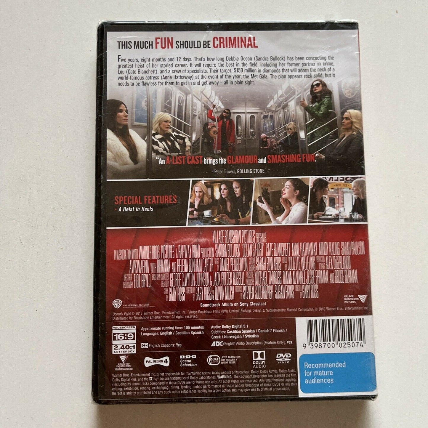 *New Sealed* Ocean's 8 (DVD, 2018) Sandra Bullock, Anne Hathaway. Region 4