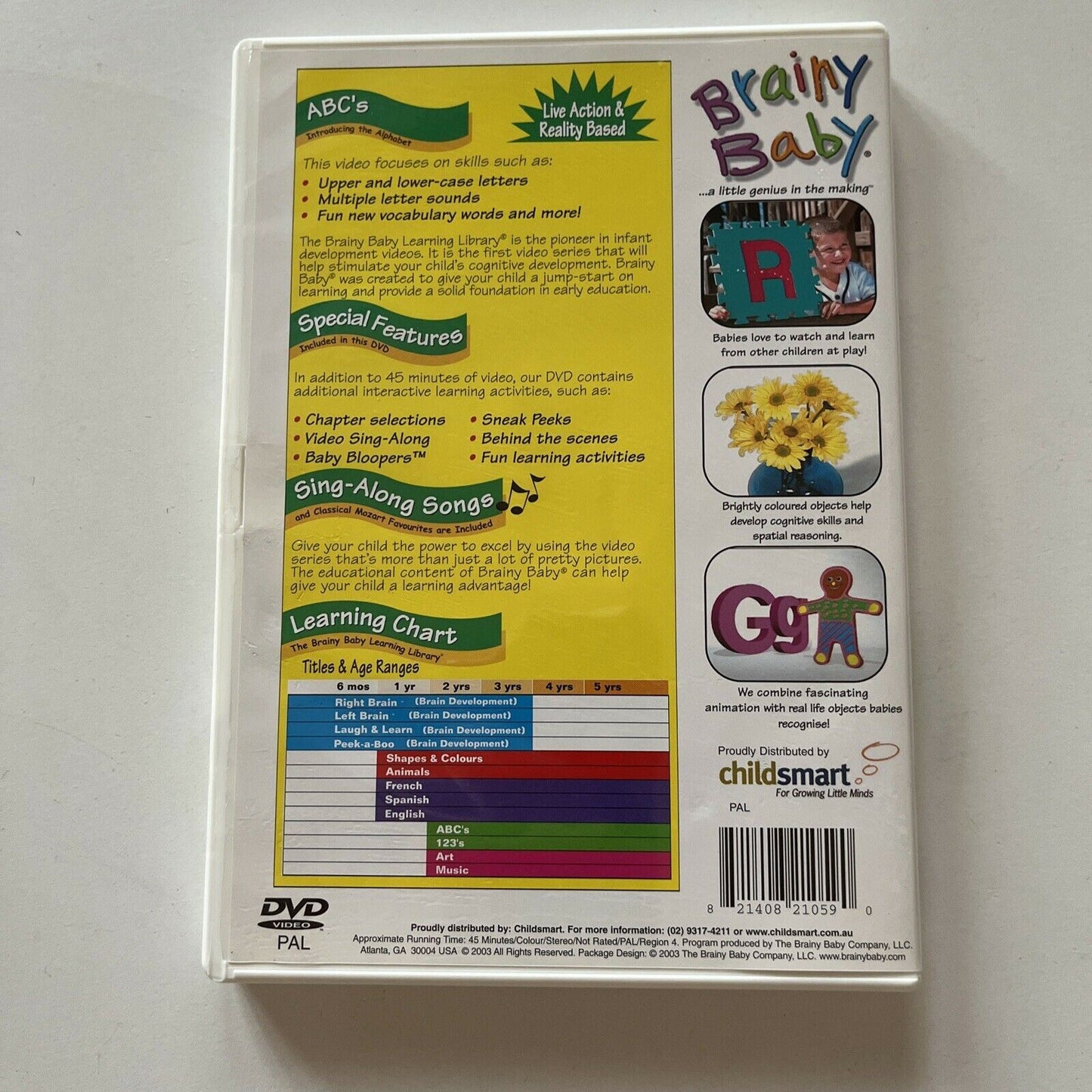 Brainy Baby: ABC’s Introducing The Alphabet - Ages 2-5 (DVD, 2003) Region 4
