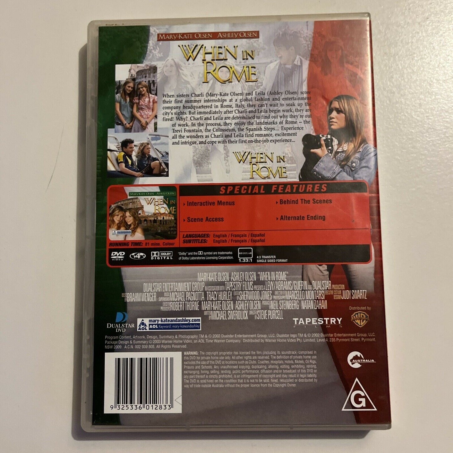 When In Rome (DVD, 2003) Mary-Kate & Ashley Olsen - Olsen Twins. Region 4