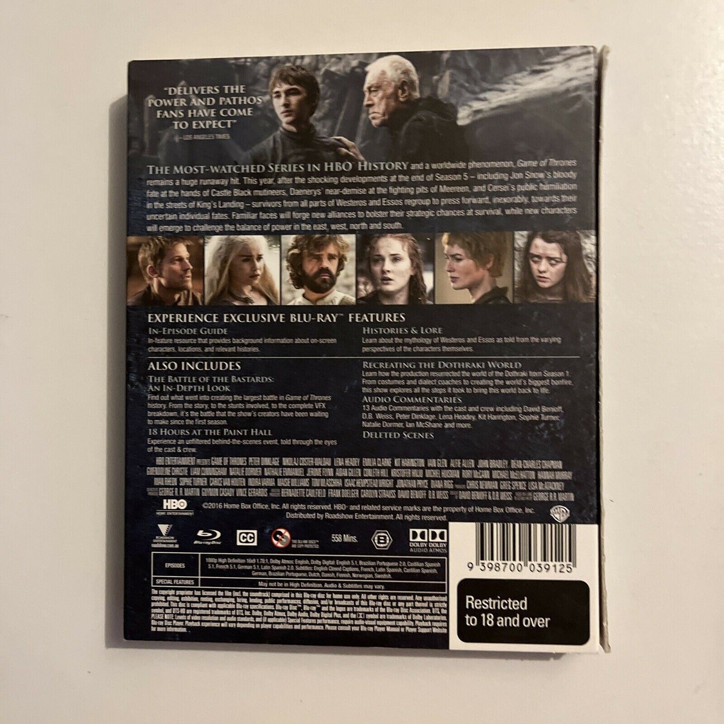 Game Of Thrones : Season 6 (Bluray, 2016, 4-Disc) Region B