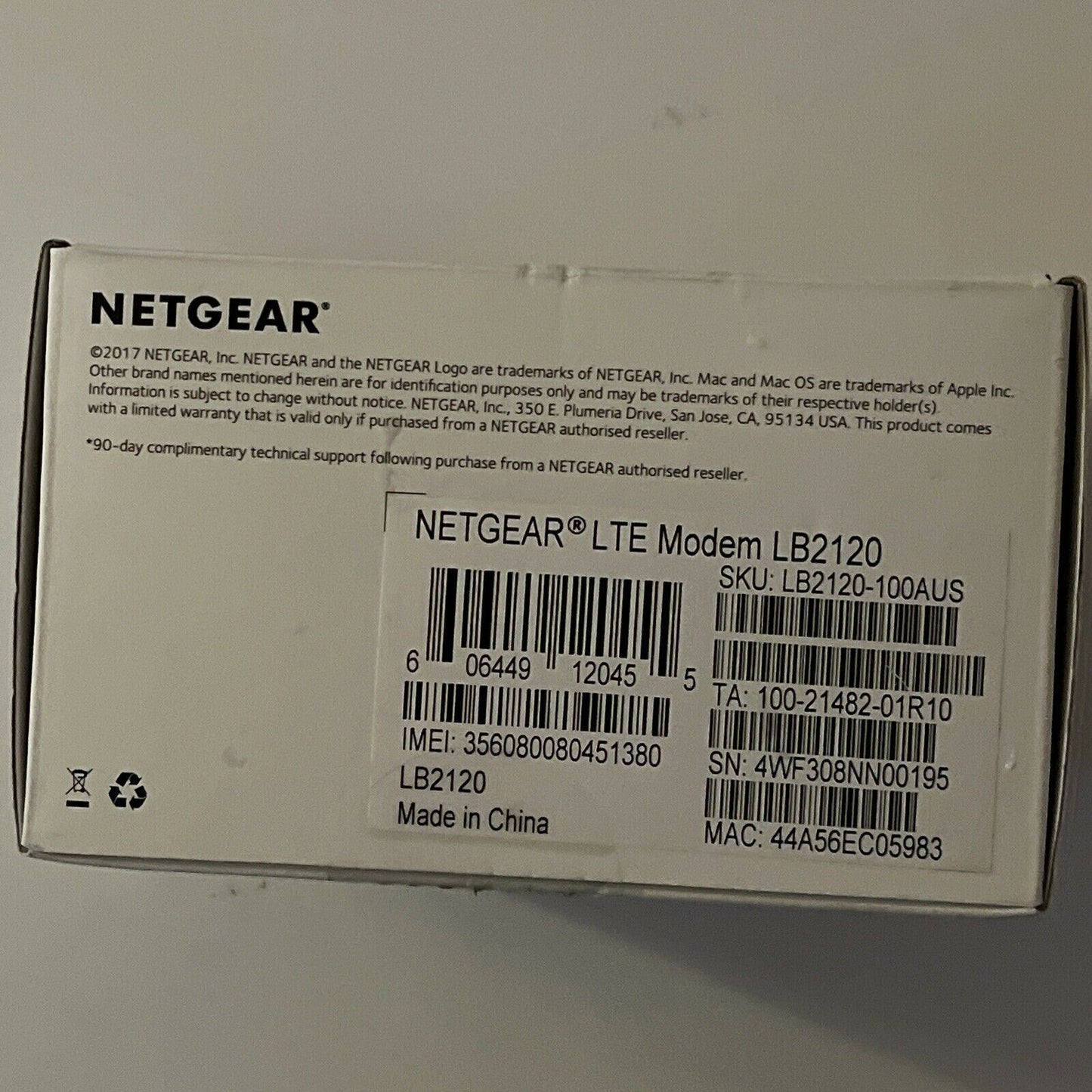 NETGEAR LB2120 4G LTE Modem - Black