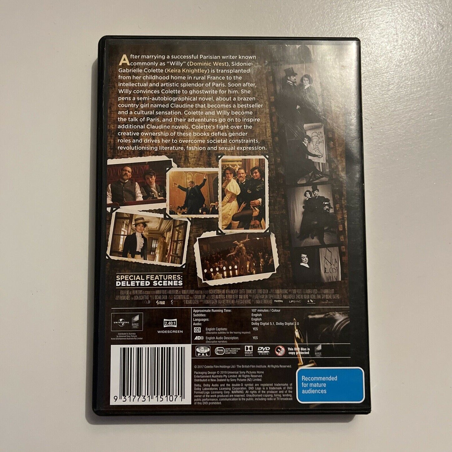 Colette (DVD, 2019) Keira Knightley, Fiona Shaw, Dominic West. Region 4