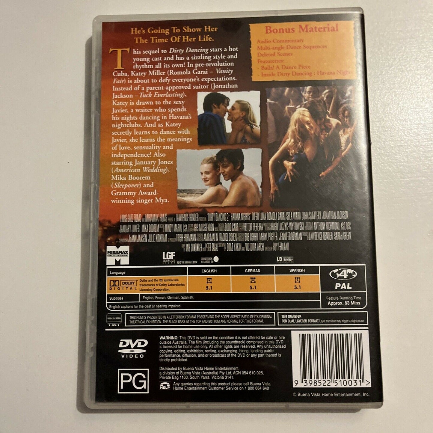 Dirty Dancing - Havana Nights (DVD, 2004) Diego Luna, Romola Garai. Region 4