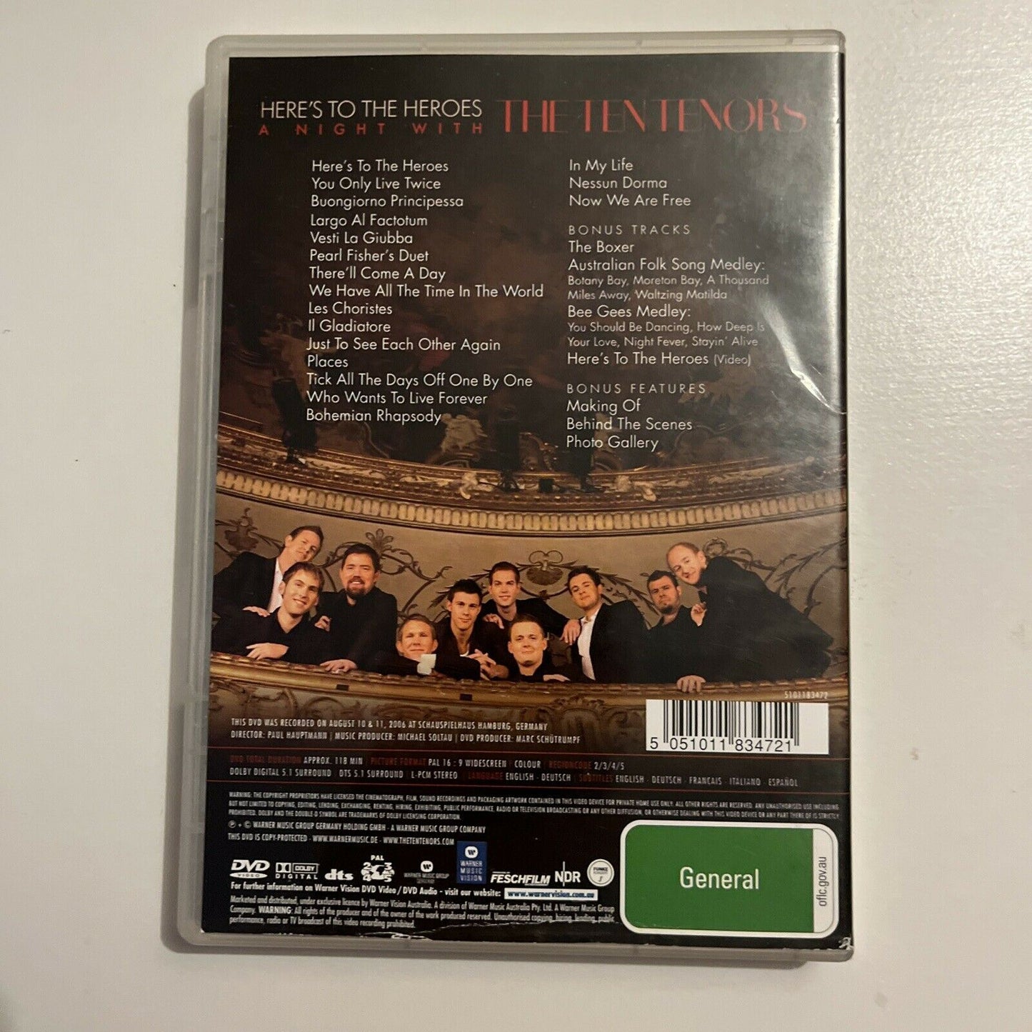 Here's To The Heroes - A Night With The Ten Tenors (DVD, 2007) Region 4&2