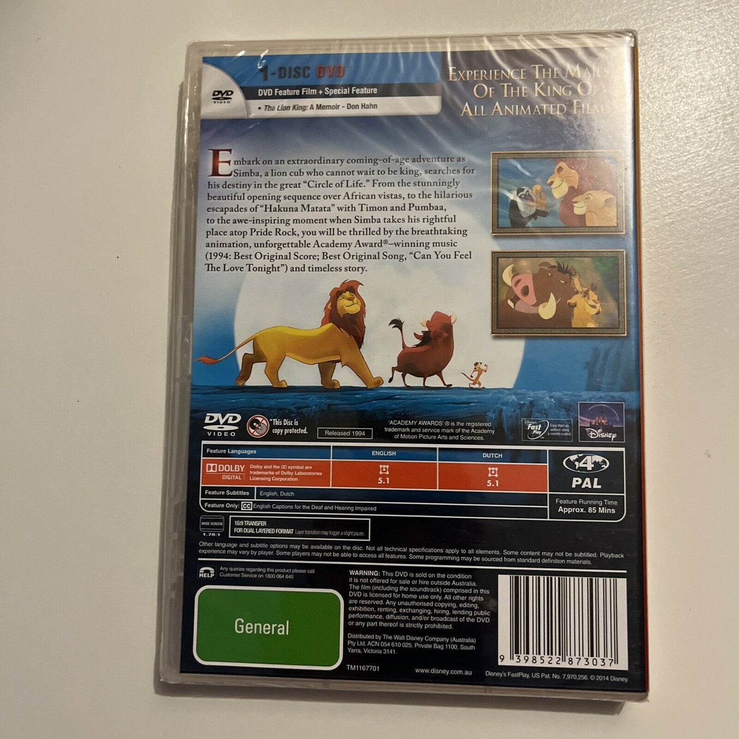 *New Sealed* The Lion King (DVD, 1994) Disney Film Region 4