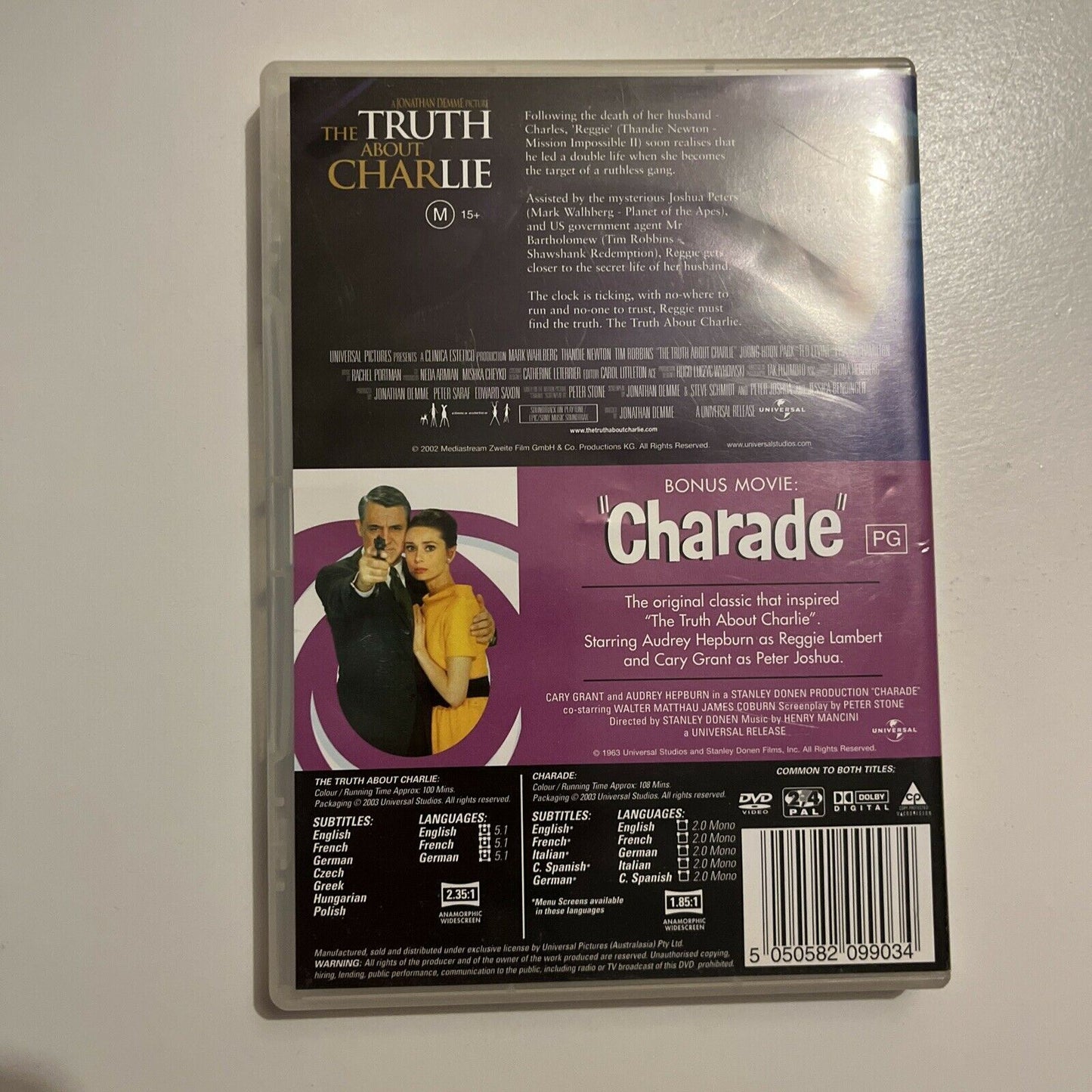 The Truth About Charlie / Charade (DVD, 2003, 2-Disc) Mark Wahlberg, Region 4&2