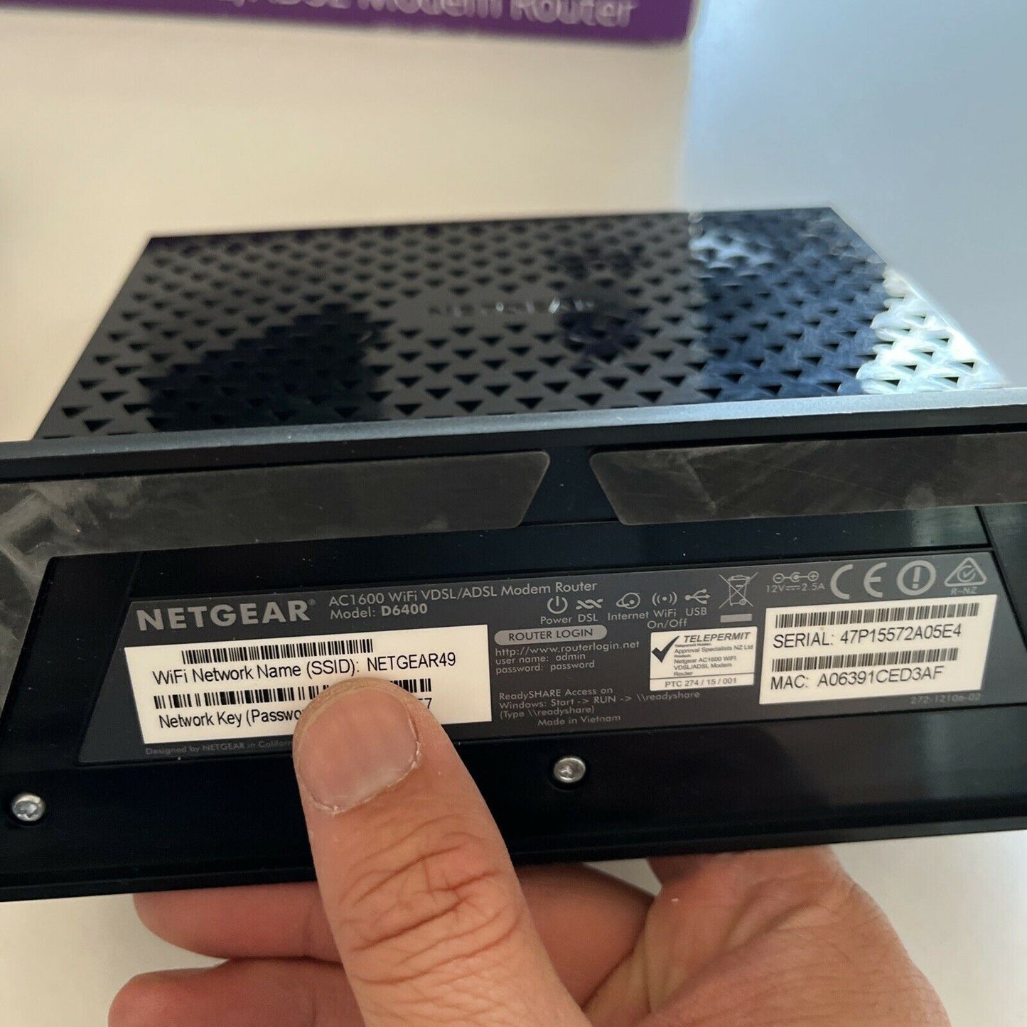 Netgear D6400 AC1600 Dual-Band Wireless VDSL/ADSL Modem Router
