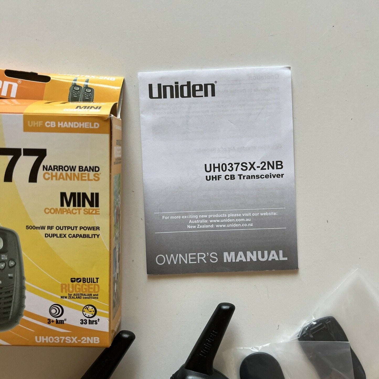 *Never Used* Uniden UH037SX-2NB UHF CB Handheld - Mini Compact Size - 77 Channel