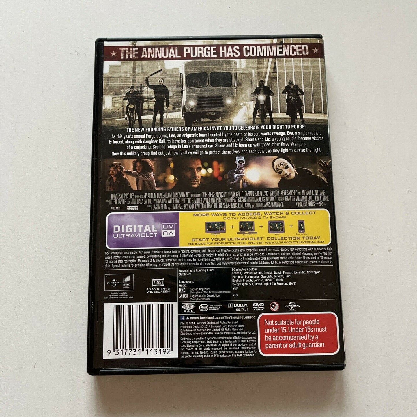 The Purge: Anarchy (DVD, 2015) Michael K. Williams. Region 4&2