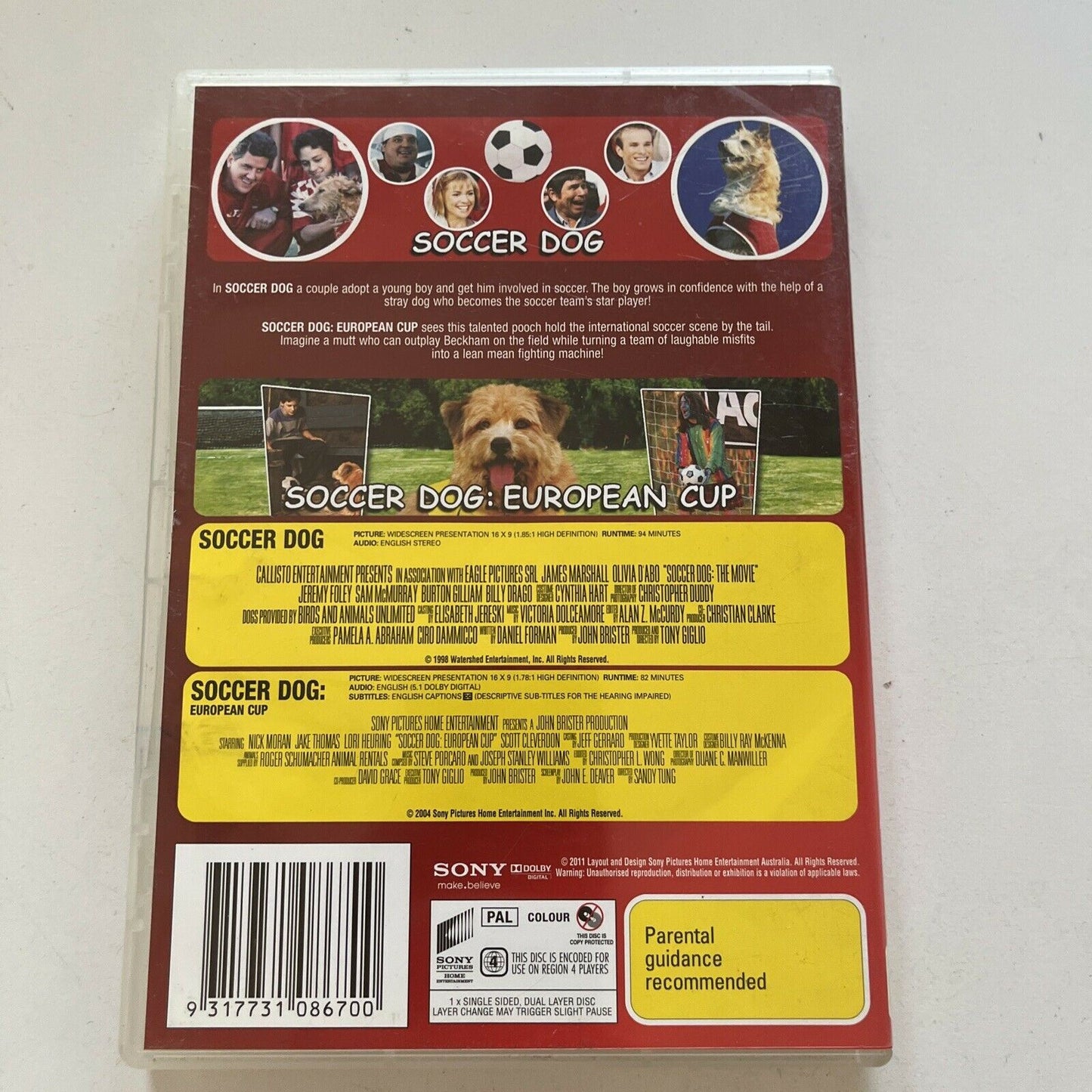 Soccer Dog - The Movie / Soccer Dog - European Cup (DVD, 2004) Region 4