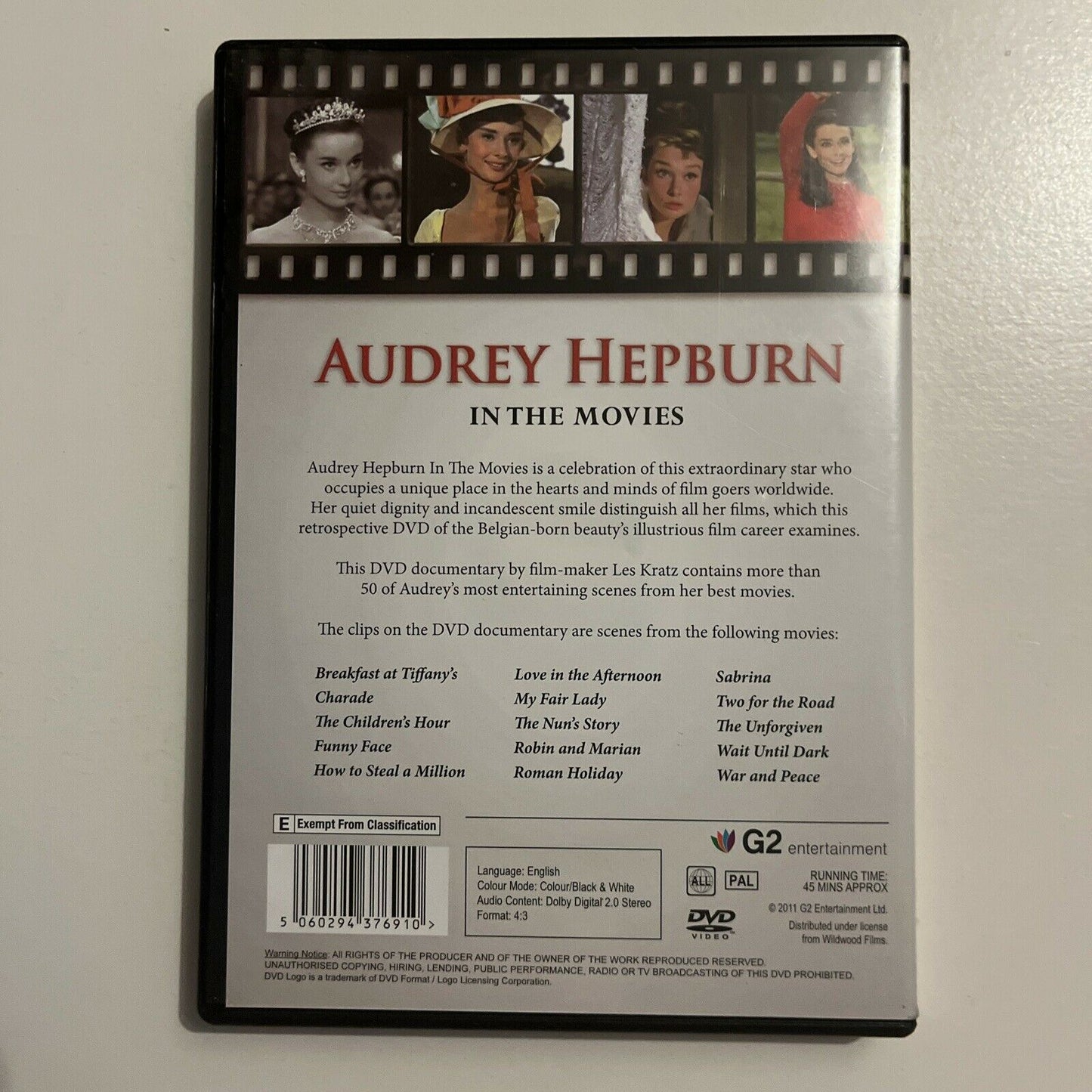 Audrey Hepburn: In The Movies (DVD, 2011) Documentary. All Regions