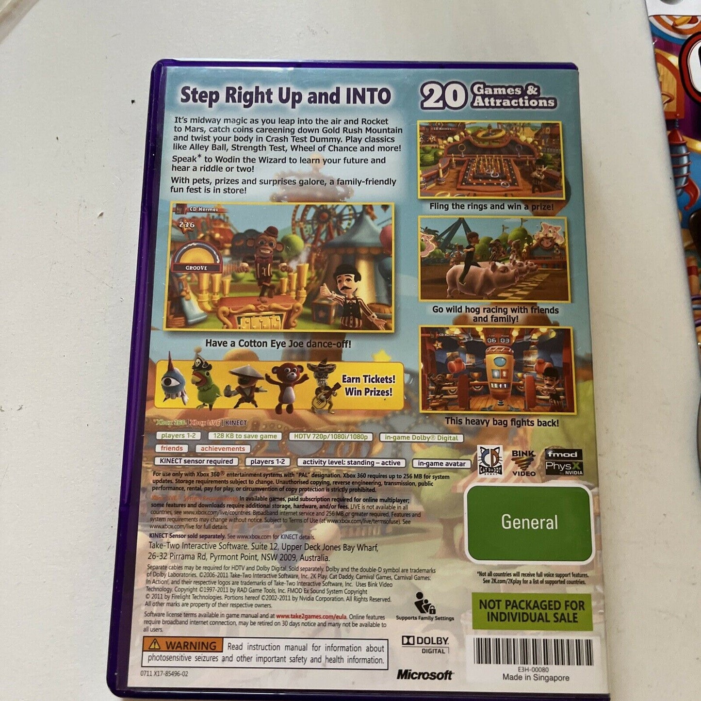 Carnival Games In Action Xbox 360 Kinect With Manual, PAL