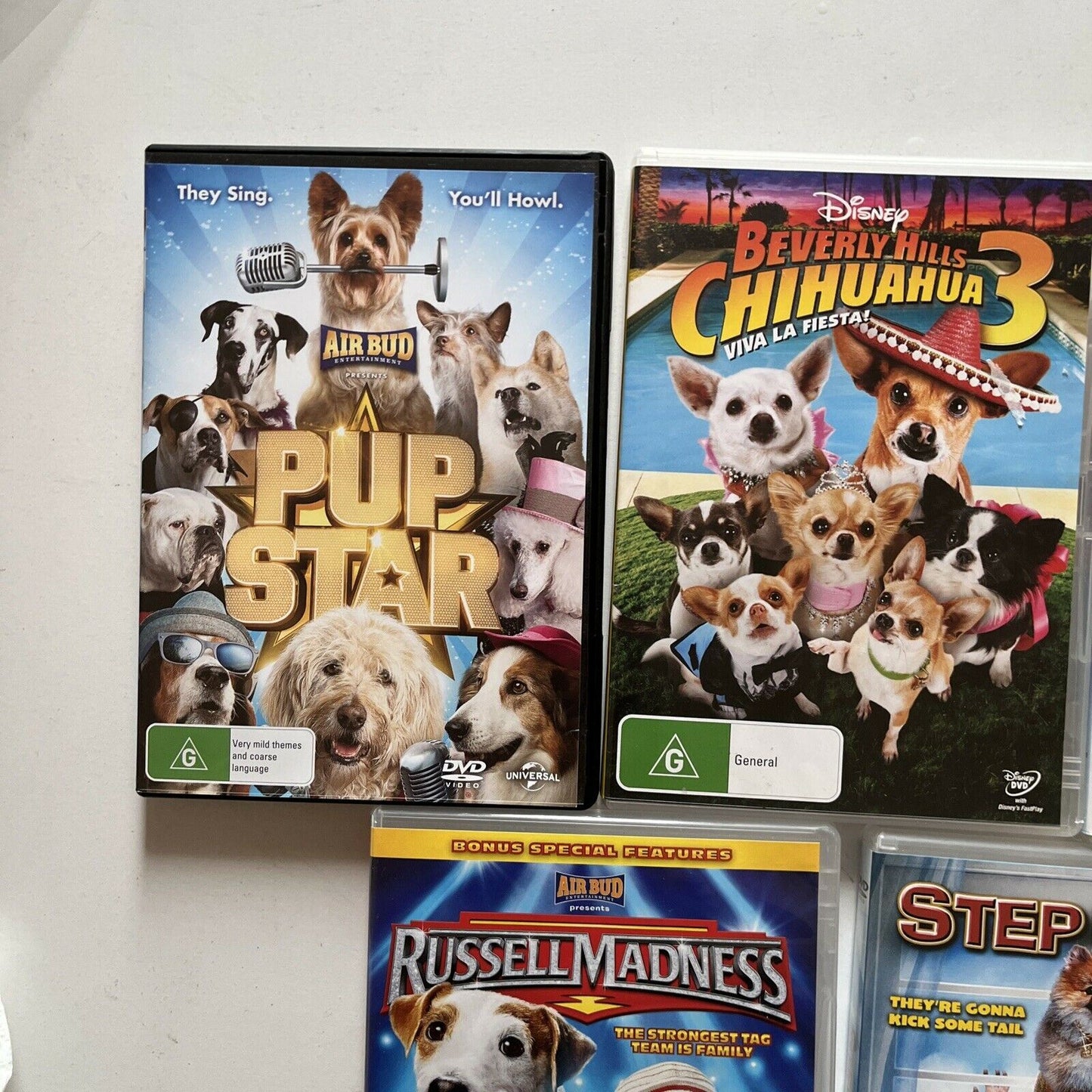 7x Lot Dog Movies DVDs - Air Bud, Chihuahua, Seeker & Fetch, Benny... Region 4
