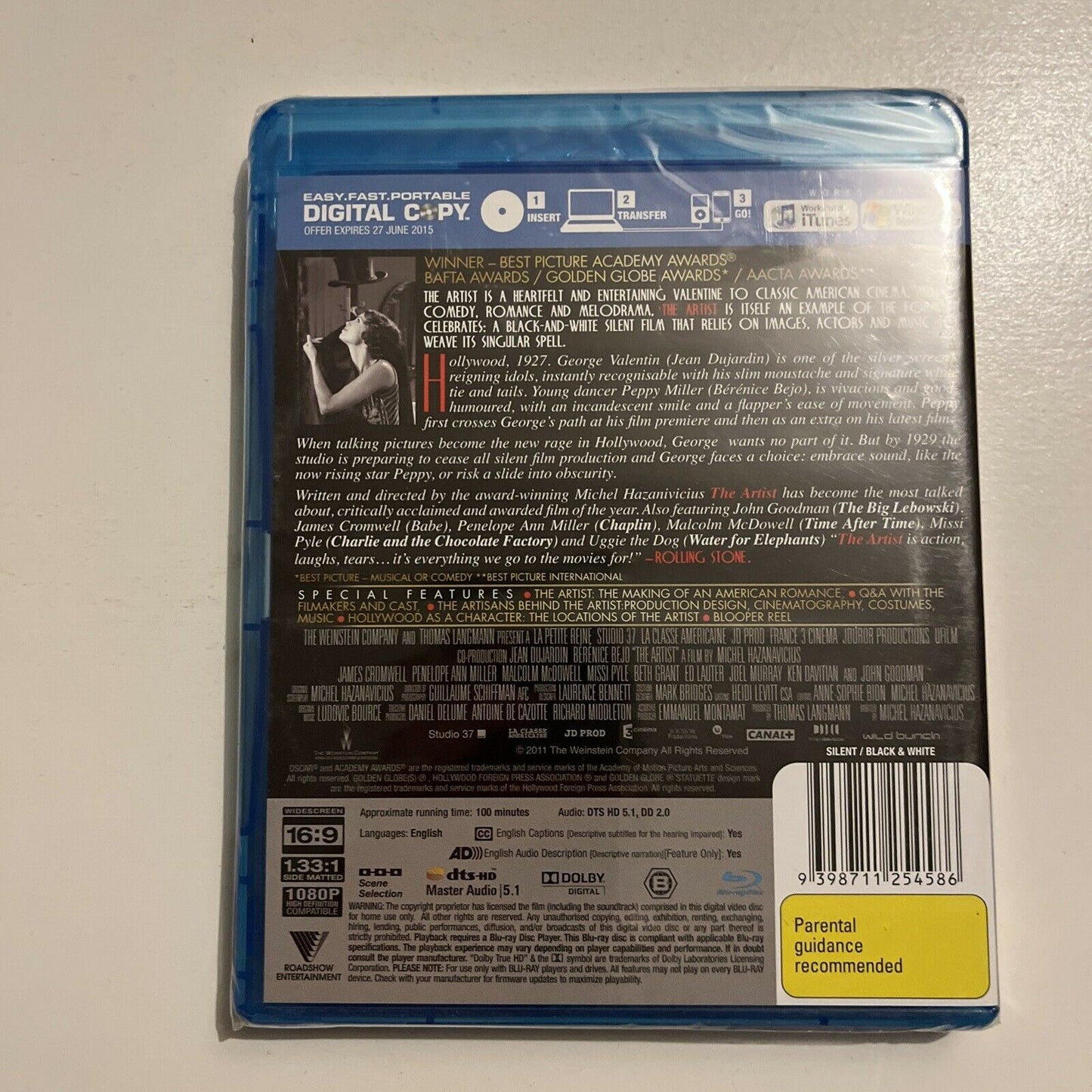 *New Sealed* The Artist (Bluray, 2011) Jean Dujardin, Berenice Bejo. Region B