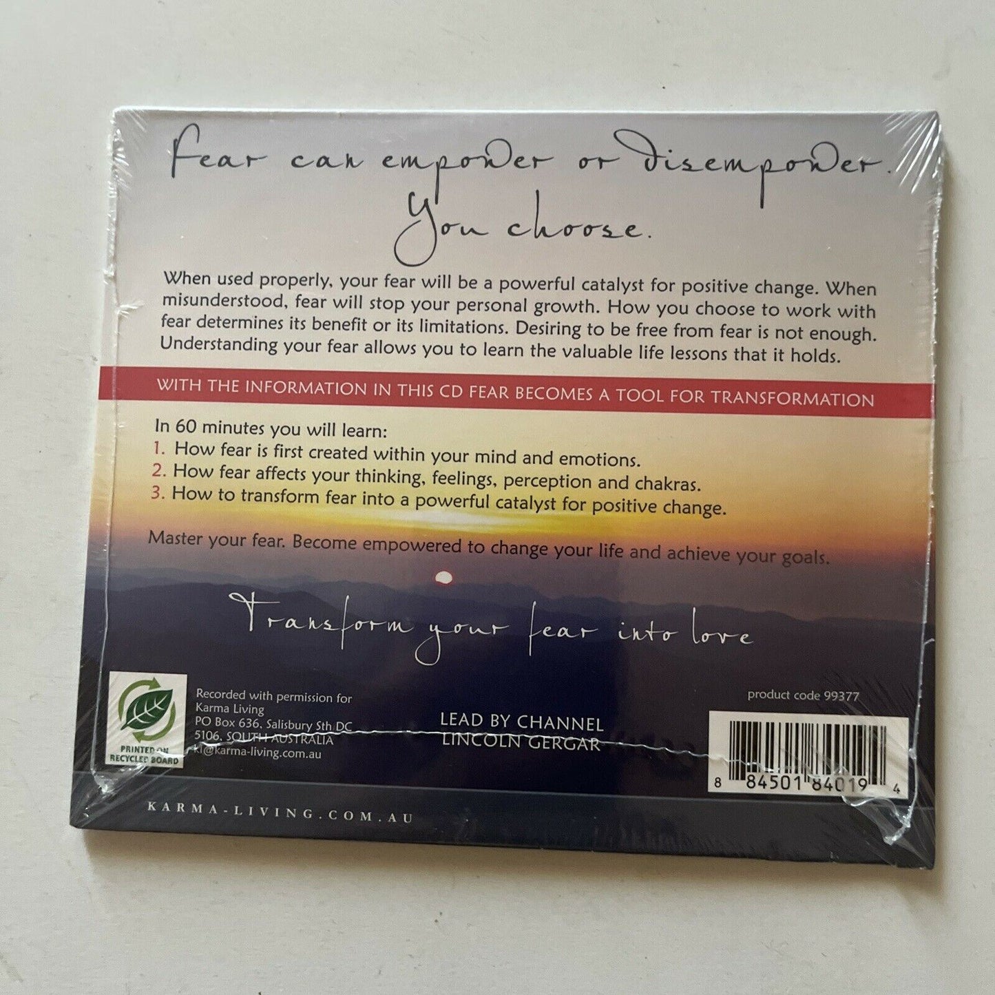 Karma Living - From Fear Too Love: Working With Fears Transformational Power CD