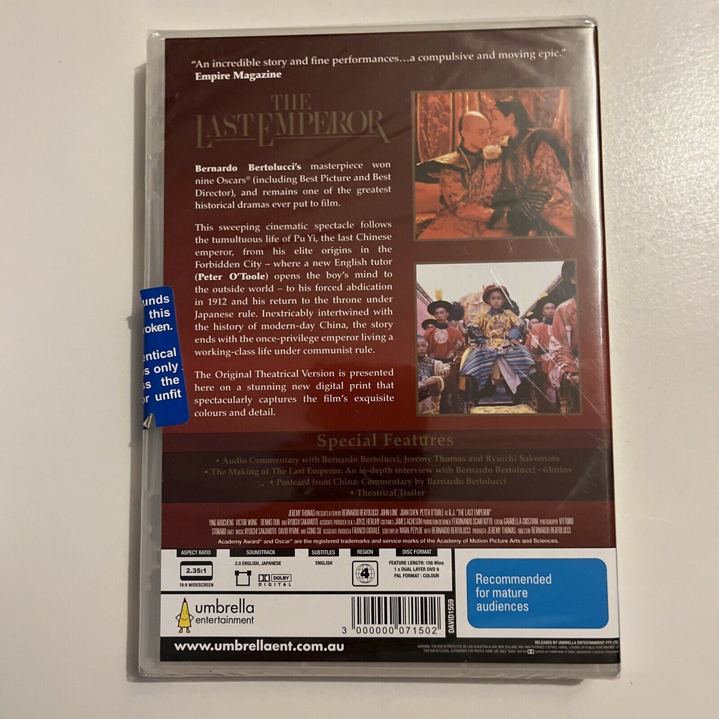 *New Sealed* The Last Emperor (DVD, 1987) Peter O'Toole Region 4