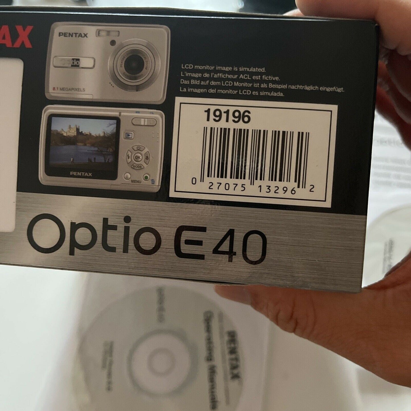 Pentax Optio E40 Digital Camera 8.1MP With Box Manual